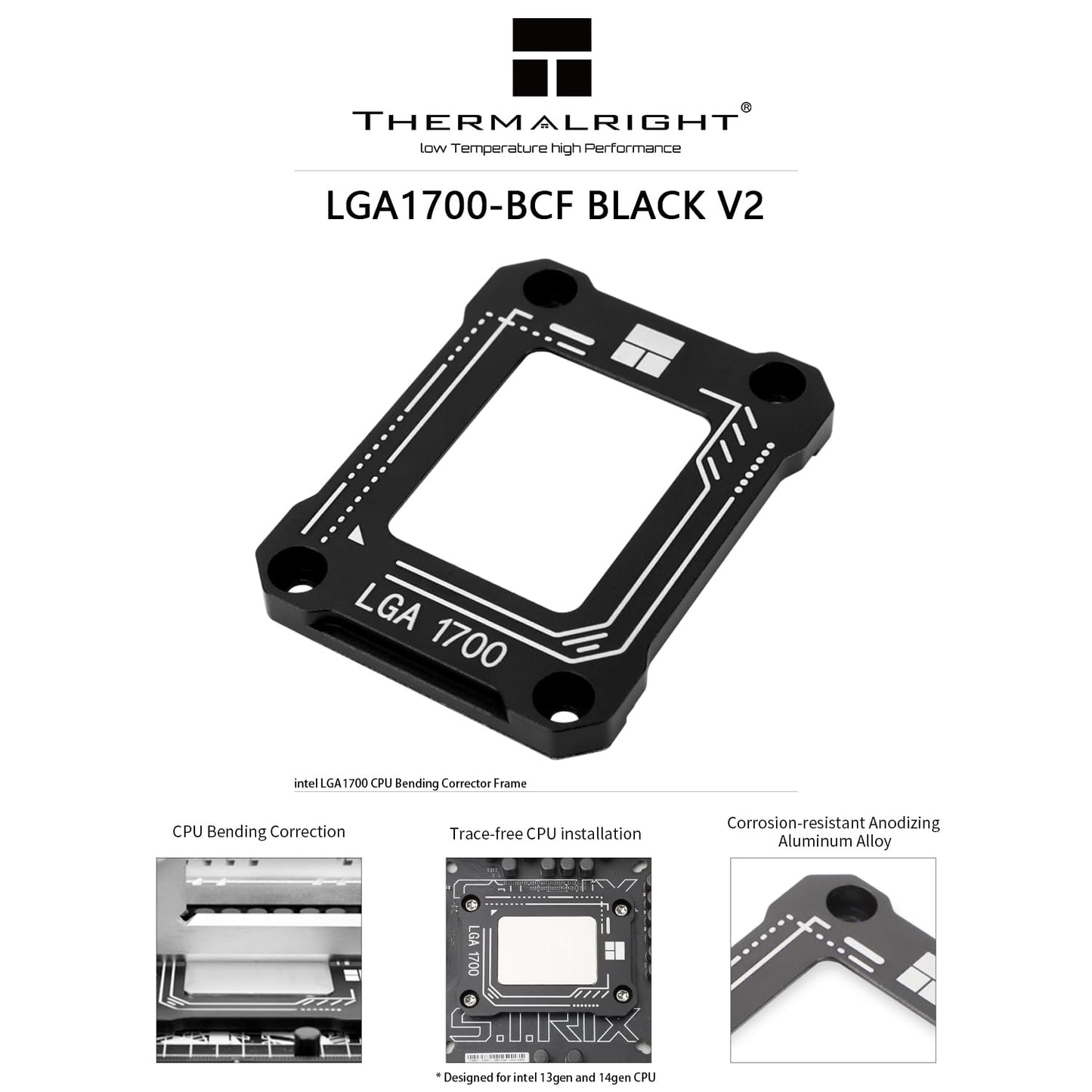 Thermalright LGA1700-BCF Black V2 CPU Anti-Bend Fixer, Intel 12/13/14 Gen Anti-Bend Fixing Fixture, Intel CPU Corrective Fixing Bracket, LGA17XX