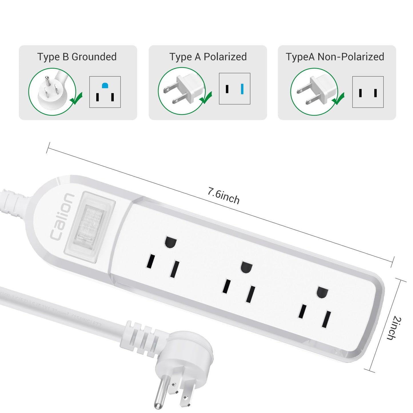 CALIONLTD Outdoor Power Strip Waterproof IPX6 Surge Protector with 10 FT Extension Cord 3 Widely Outlets Overload Protection Shockproof Flat Plug Wall