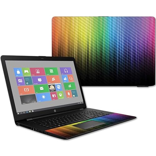 MightySkins Carbon Fiber Skin for HP 17T Laptop 17.3" (2017) - Rainbow Streaks | Protective, Durable Textured Carbon Fiber Finish | Easy to Apply…