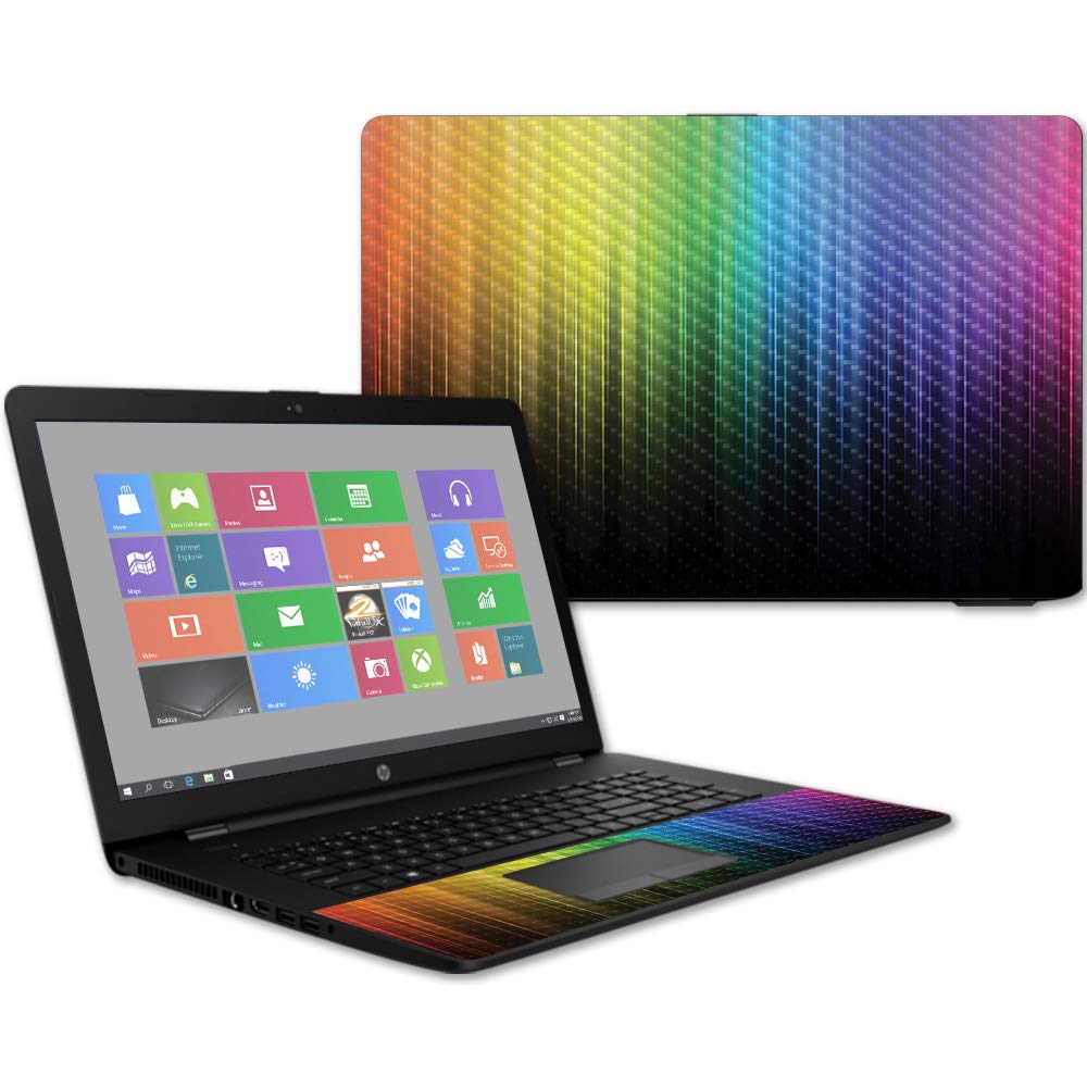 MightySkins Carbon Fiber Skin for HP 17T Laptop 17.3" (2017) - Rainbow Streaks | Protective, Durable Textured Carbon Fiber Finish | Easy to Apply…