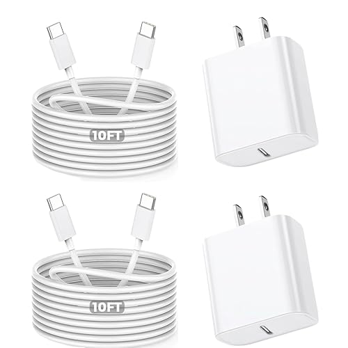 10Foot Fast iPhone Charging Cable,2Pack Super Fast iPhone USB C Wall Charger Block with 10FT USB C-C Charging Cable Type C Apple Adapter for i Phone…