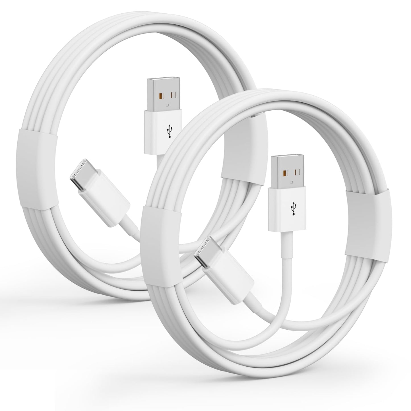 2Pack USB A to USB C Cable for iPhone 15/16/17 All Series, Type-C Car Charger 3A Fast Charging & 480Mbps Speed for iPad, Samsung Galaxy, Tablets