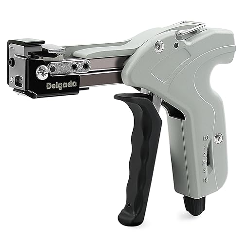 Delgada Metal Cable Tie Gun for Stainless Steel Ties, Professional Automatic Tightening Cutting Ratchet Tie Clamp,4-level Adjustable Fastening Tie