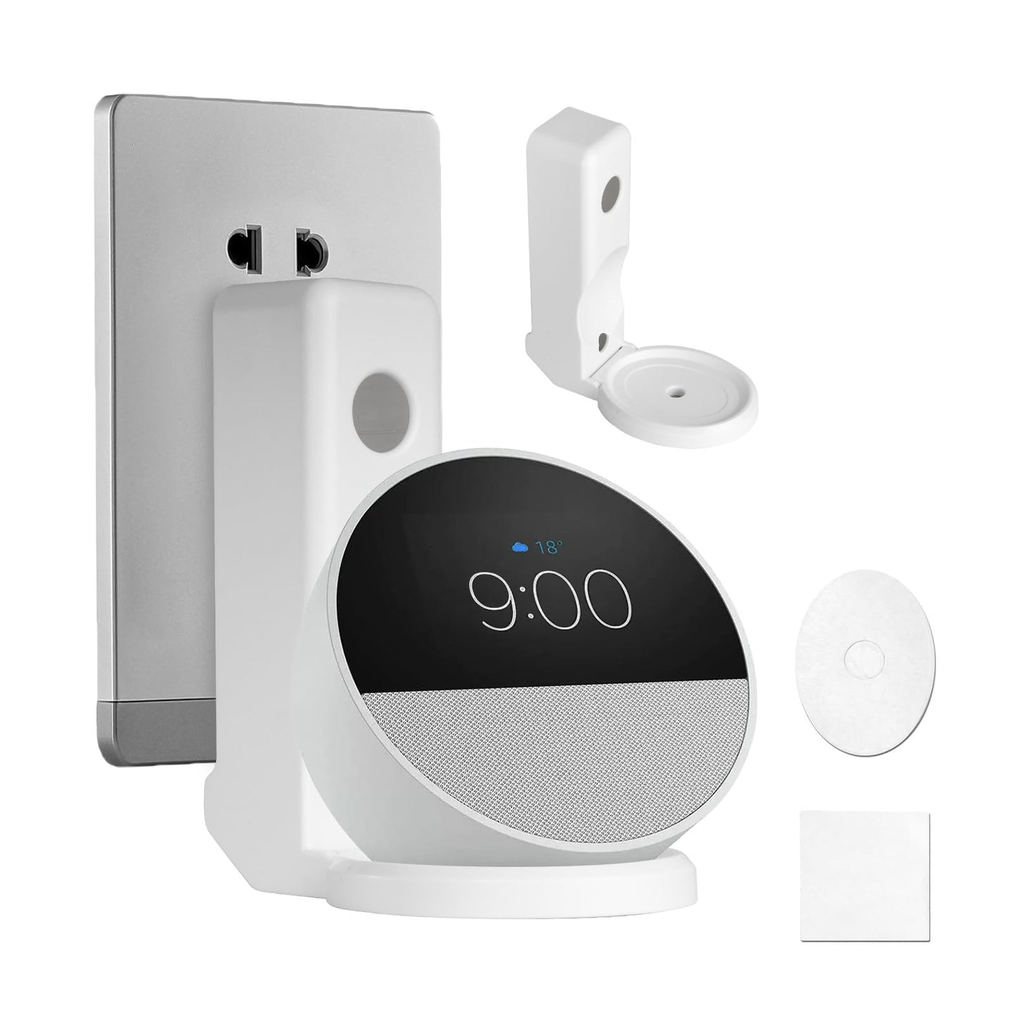 Ditimlci Wall Mount Stand for Echo Spot, Cable Hidden Holder, No Screws & No-Drill Installation - Wall Mounted Organizer, Space-Saving Wall Mount