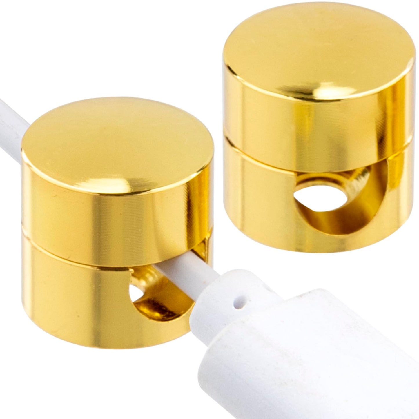 Pndeyo 2pcs Self-Adhesive Cable Anchors for Desk, Aluminum Phone Cord Holder Clips, Adjustable Round Cable Organizers for Desk Nightstand Walls- Gold