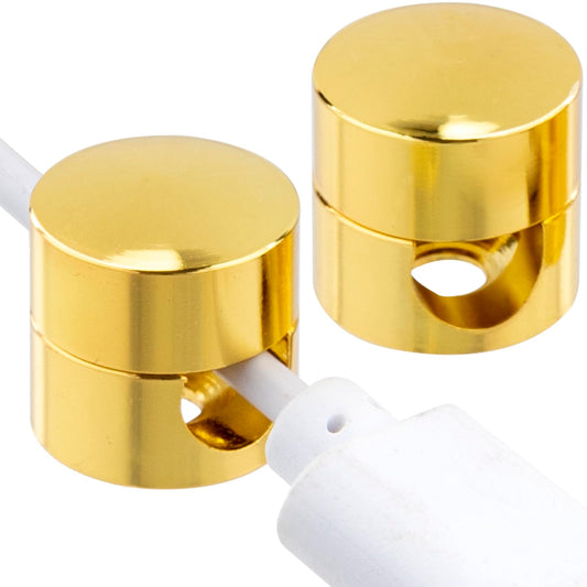 Pndeyo 2pcs Self-Adhesive Cable Anchors for Desk, Aluminum Phone Cord Holder Clips, Adjustable Round Cable Organizers for Desk Nightstand Walls- Gold