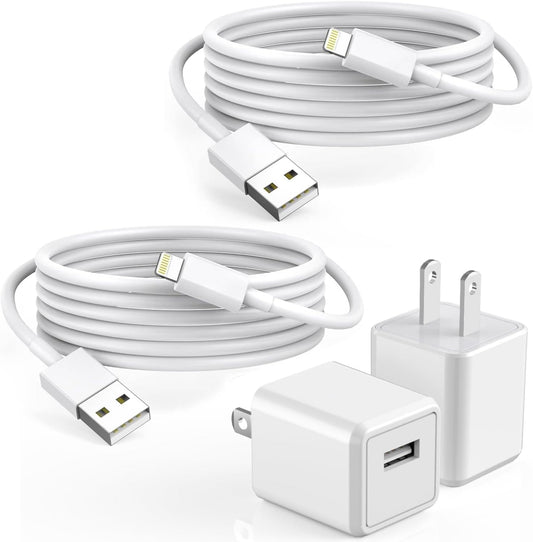 iPhone Charger,2Pack 6FT USB Wall Charger Fast Charging USB Cable Charging Cube Travel Plug Block with 6Foot Fast Cuble Lightning Cable Cord…