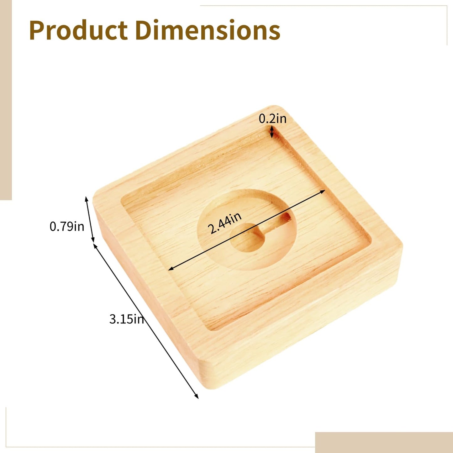 Toyosport 4 Pcs Square LED Light Bases with Wooden Stands, USB Powered, 6 LED Bulbs, 3D Crystal Display Light, Warm Glow, Set for Acrylic, Glass