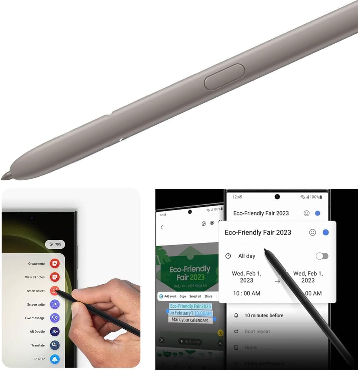 S Pen S24 Ultra (withBluetooth) Replacement for Samsung Galaxy S24 Ultra Pen (4096 Pressure Levels) + Replacement Tips/Nibs (Light Gray)