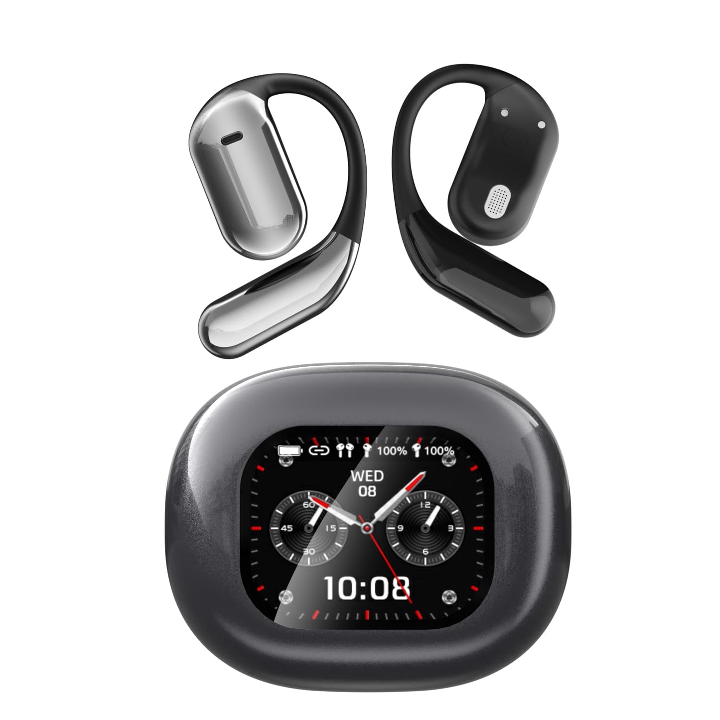 JUNJIEUNVO Q16PRO AI Wireless Translation Earbuds with 70 Hour Bluetooth 5.4 Sports Earbuds, Wireless Smart Touch Screen, Ear Cup with Ear Hooks, IPX5