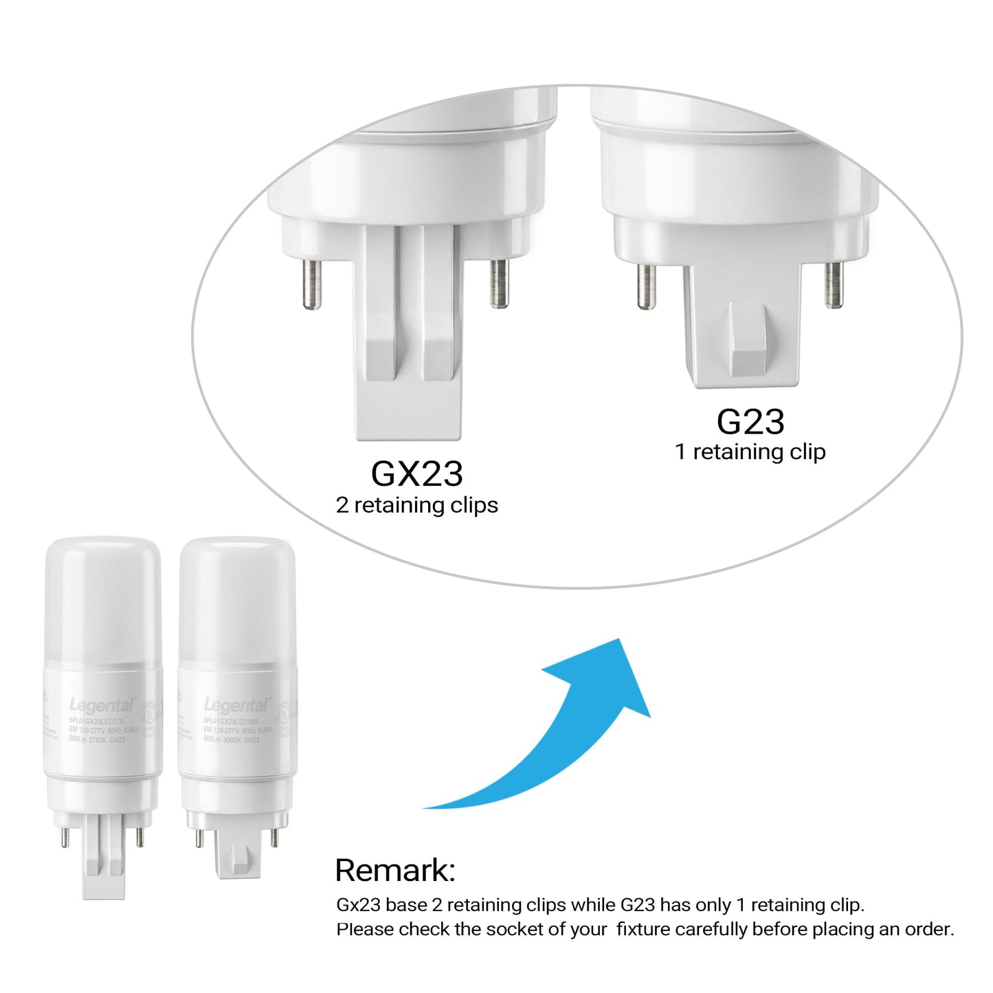 Silverlite [Plug&Play] Legental 5w(13w CFL Equivalent) LED Stick PL Bulb GX23-2 Pin Base, 500LM, Soft White(2700k), Driven by 120-277V and CFL