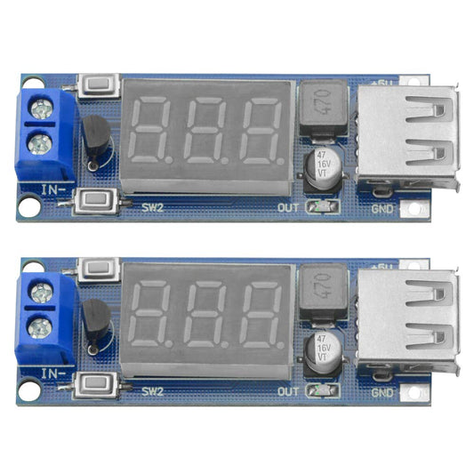 XINGYHENG 2Pcs DC-DC Buck Voltage Converter Power Module 4.5-40V 12V to 5V/2A + Power Supply Stabilizer Voltage Regulator with Voltmeter 5V USB…