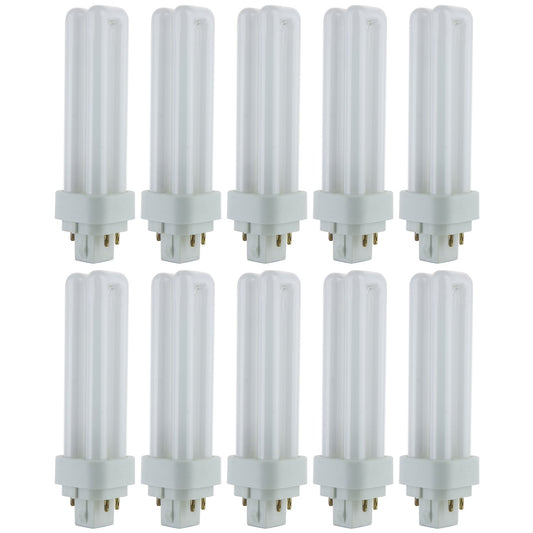 Sunlite PLD13/E/SP27K Compact Fluorescent PLD 4-Pin Double U-Shaped Twin Tube, 13 Watts, 120 Volts, 780 Lumens, 2700K Soft White, 4-Pin G24q1 Base, 10