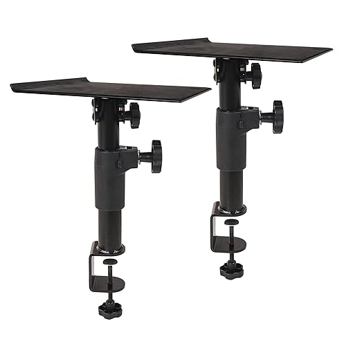 Sound Town 2-Pack Desktop Clamp-On Studio Monitor Speaker Stands with Horizontal/Vertical Speaker Orientation (STSD-DCM-Pair)