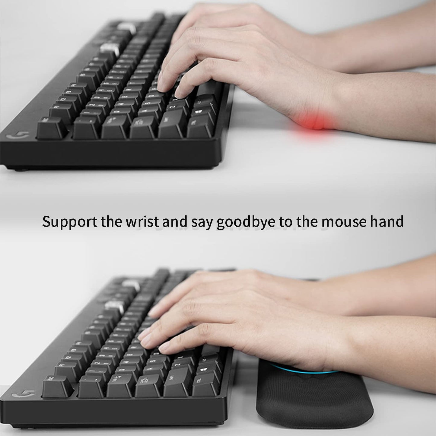 HisiLucky Wrist Rest Pad Memory Foam Elbow Rest Pad Computer Mouse Armrest Support Non-Slip Keyboard Wrist Rest for Office, Desk (Black)