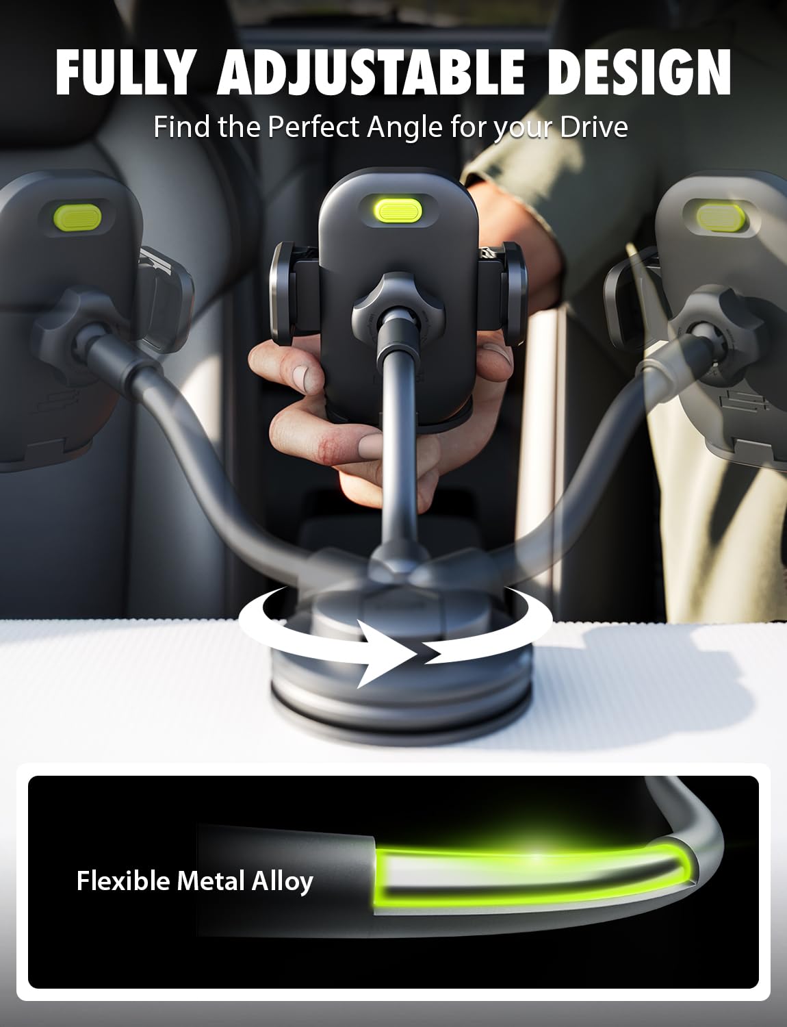 Bracketron TripGrip PRO Car Phone Holder Mount - Phone Holders for Your Car with 7.5" Flexible Gooseneck for Dash & Windshield - Compatible with Most