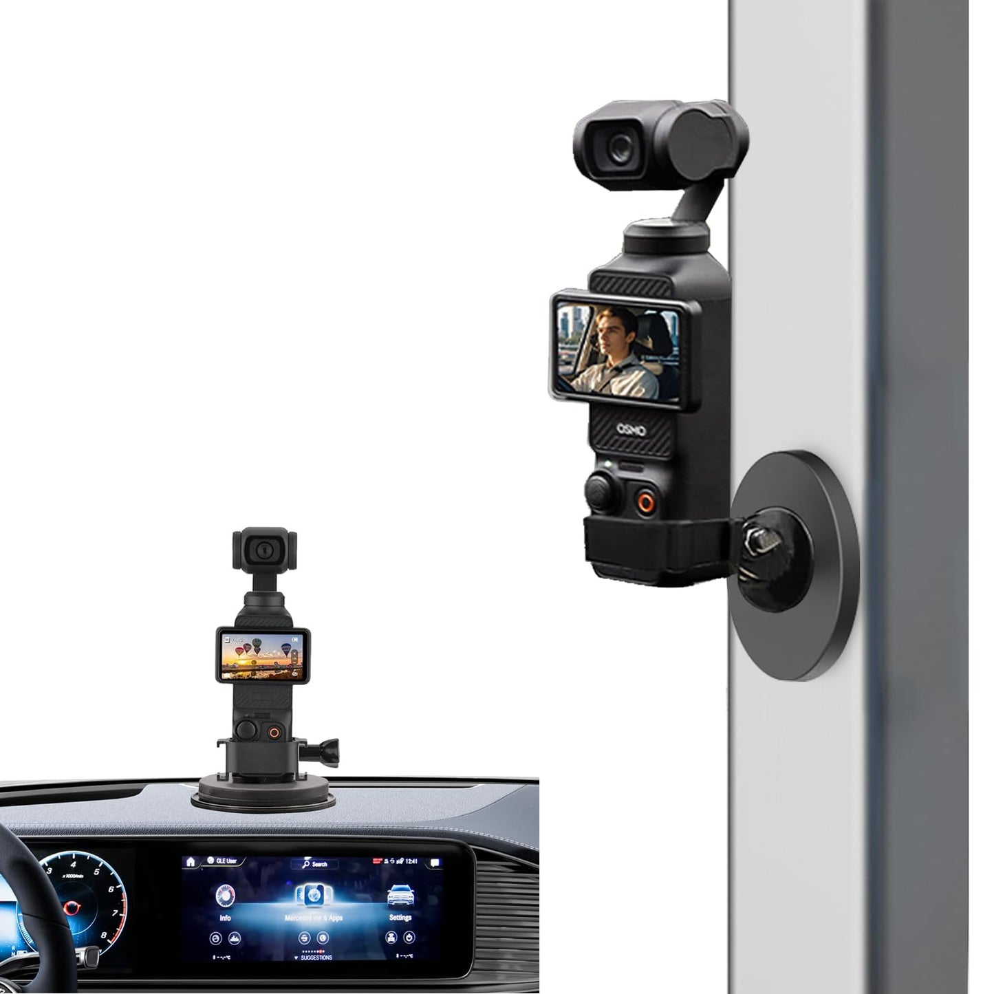 Osmo Pocket 3 Car Mount, Strong Magnetic Mount [Adhesive Metal Disk Included] Magnet Camera Mounts Used on Car, Railings, Refrigerators for DJI Osmo