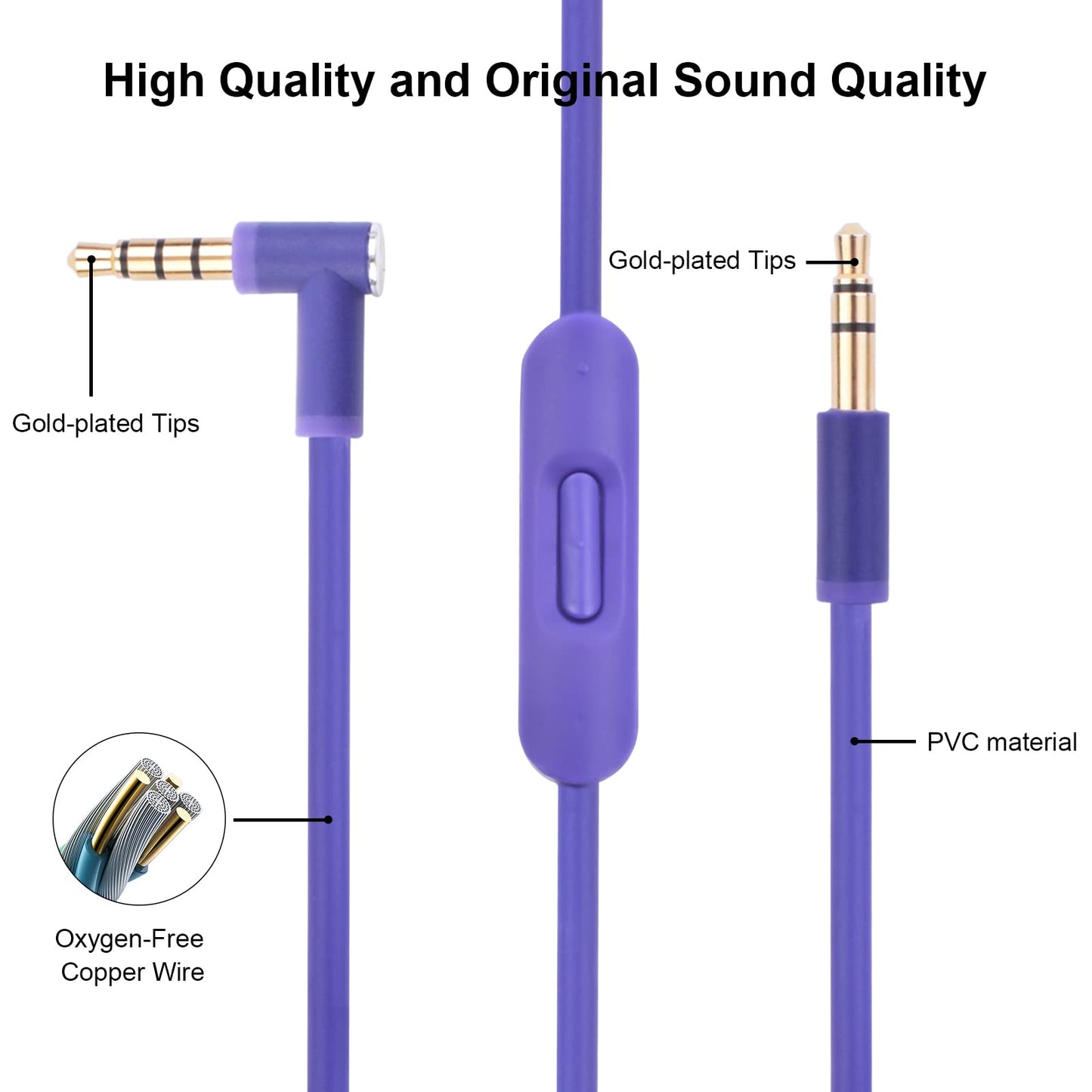 Solo 3 Replacement Audio Cable Cord with Inline Mic and Volume Control Compatible with Beats Headphone…