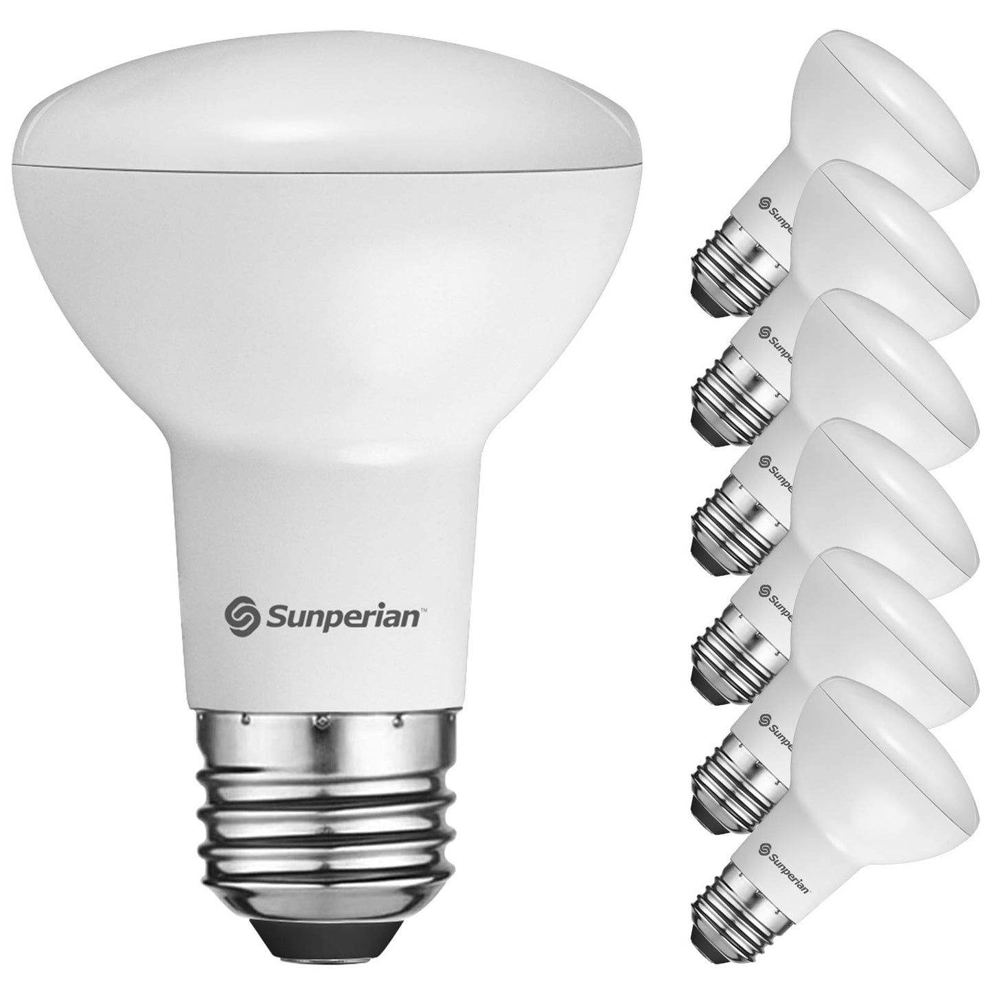 SUNPERIAN 6 Pack BR20 LED Bulb, 6W=50W, 2700K Warm White, 550 Lumens, Dimmable Flood Light Bulbs for Recessed Cans, Enclosed Fixture Rated, Damp