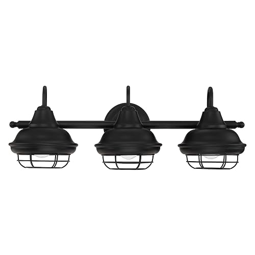 Designers Impressions Charleston Matte Black 3 Light Wall Sconce/Bathroom Fixture: 10011
