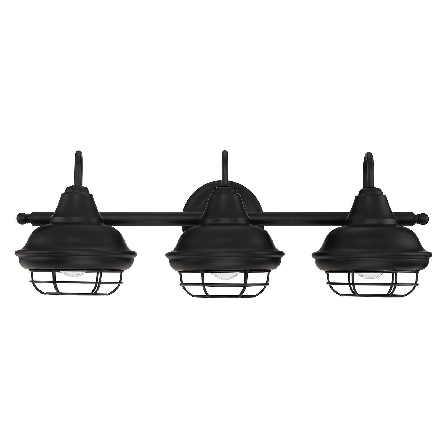 Designers Impressions Charleston Matte Black 3 Light Wall Sconce/Bathroom Fixture: 10011