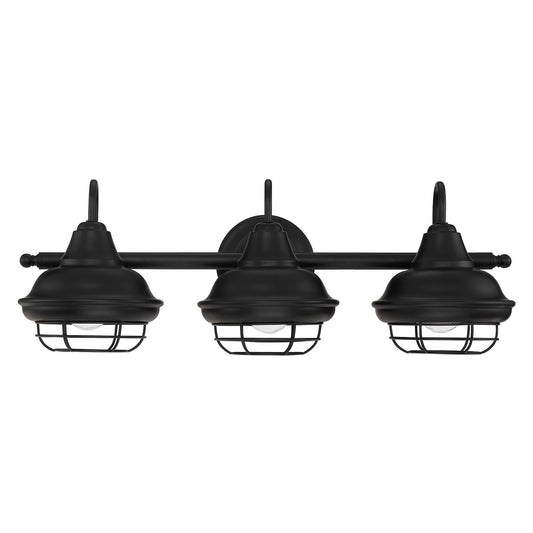 Designers Impressions Charleston Matte Black 3 Light Wall Sconce/Bathroom Fixture: 10011