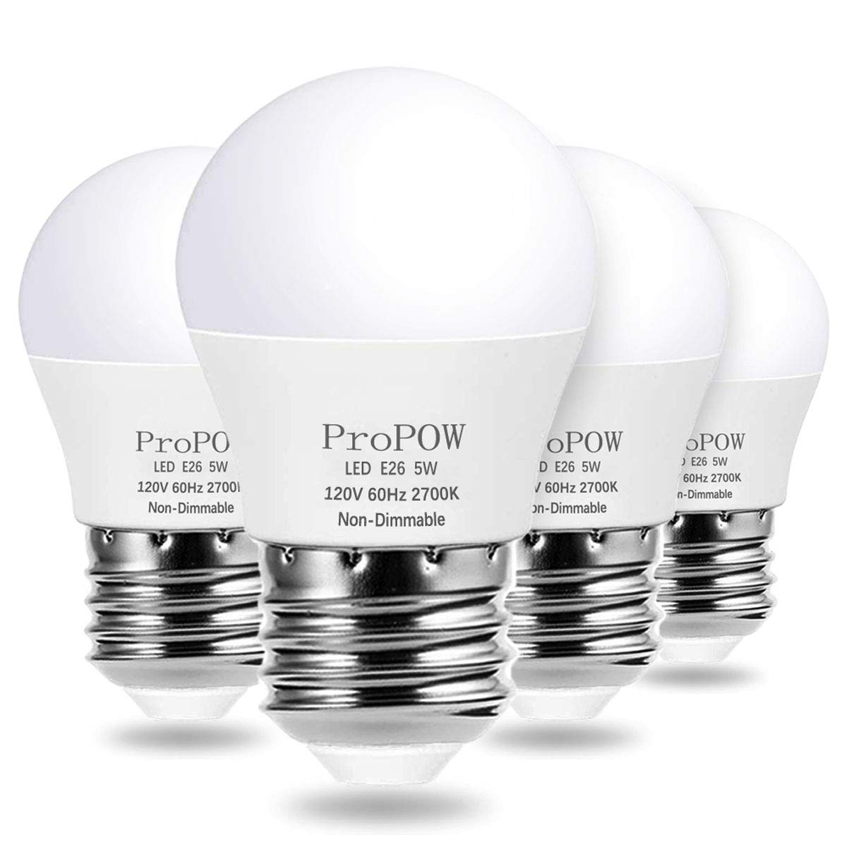 ProPOW A15 LED Bulb 40 Watt Equivalent, 5W LED Light Bulbs, Soft White 2700K Energy Saving Low Watt Light Bulbs,E26 Base Bulb for Home Bedroom(4 Pack)