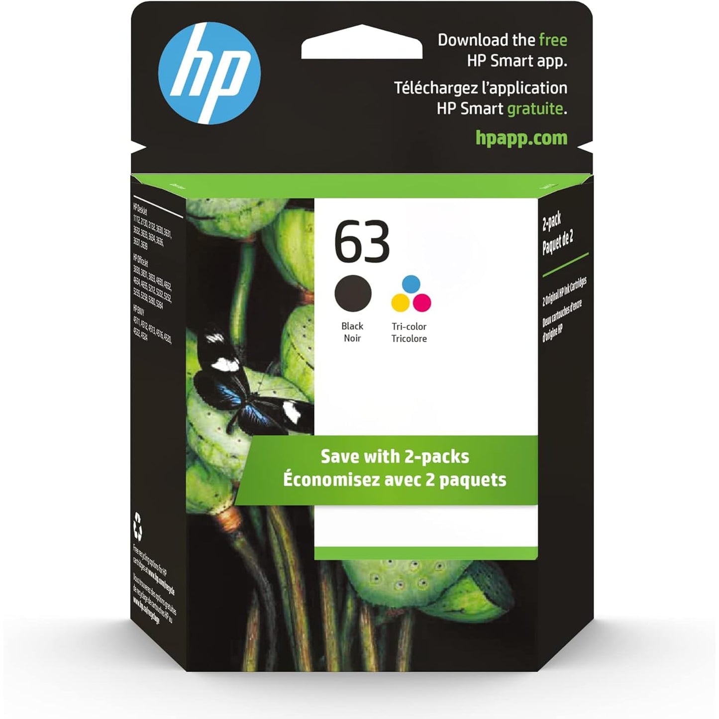 HP Tri-Color Ink Cartridge, Works DeskJet Series Printer, Eligible for Instant Ink