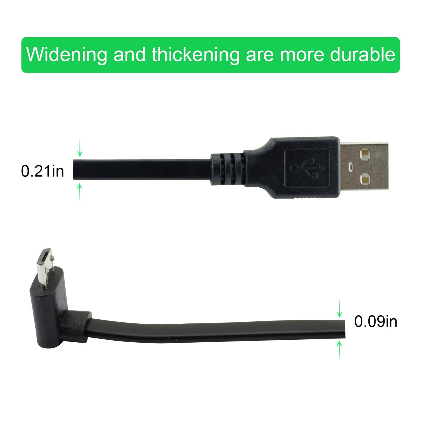 LEFXMOPHY Micro USB 90 Degree Cable Down Angle for WYZE Cam Pan V3 L-Shape Connector Right Angle Flat Extension Charging Cord, 10ft Long Black