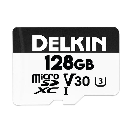 Delkin Devices Hyperspeed 128GB Micro SD Card with Adapter - 100MB/s Read, UHS-I (U3, V30), 4K & Full HD for Smartphones, Tablets, GoPro, and Dash Cam