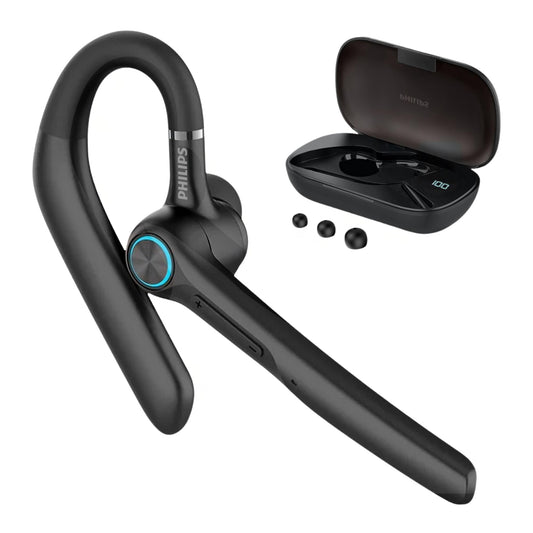 Philips Trucker Bluetooth Earpiece, Wireless Bluetooth Headset with Mic, 400mAh Charging Case with LED Display, All-Day Extended Talktime, Built-in