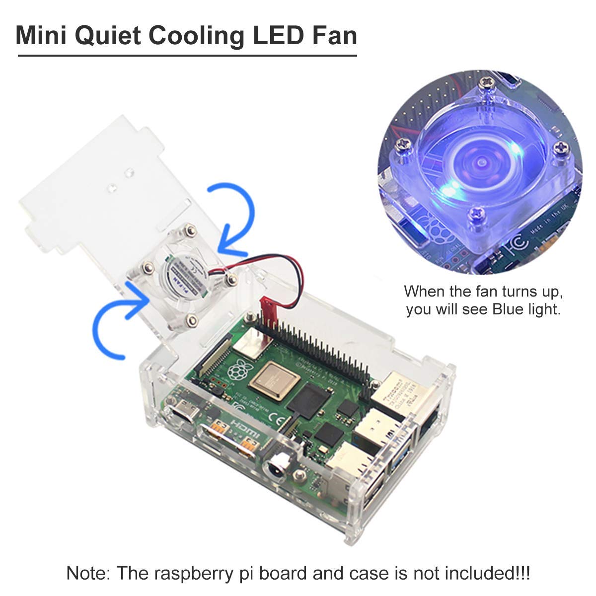 MakerFocus 2pcs Raspberry Pi 4B Fan, Raspberry Pi Cooling Fan DC Brushless CPU Quiet LED Cooling Fan 30mm x 30mm Fan Cooler Radiator 5.0V