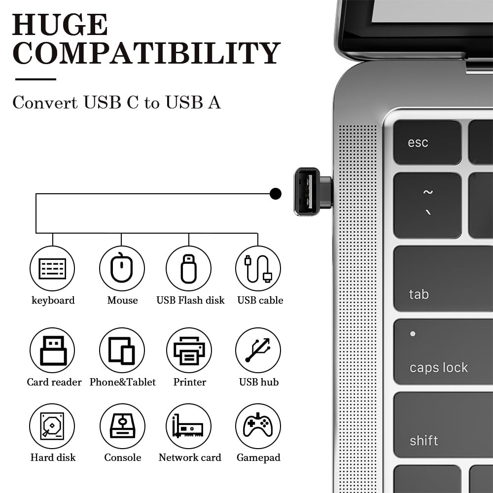 BCLINK 10Gbps USB C to USB Adapter (2 Pack), Up and Down 90 Degree Right Angle USB C Male to USB A 3.2 Female Converter for iPhone 16 15 Series…