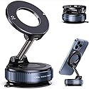 Car Phone Holder with Ultra Strong Vacuum Suction Cup - 360° Adjustable & Rotatable MagSafe Phone Mount for Car/Desk/Office/Gym/Mirror and Universal