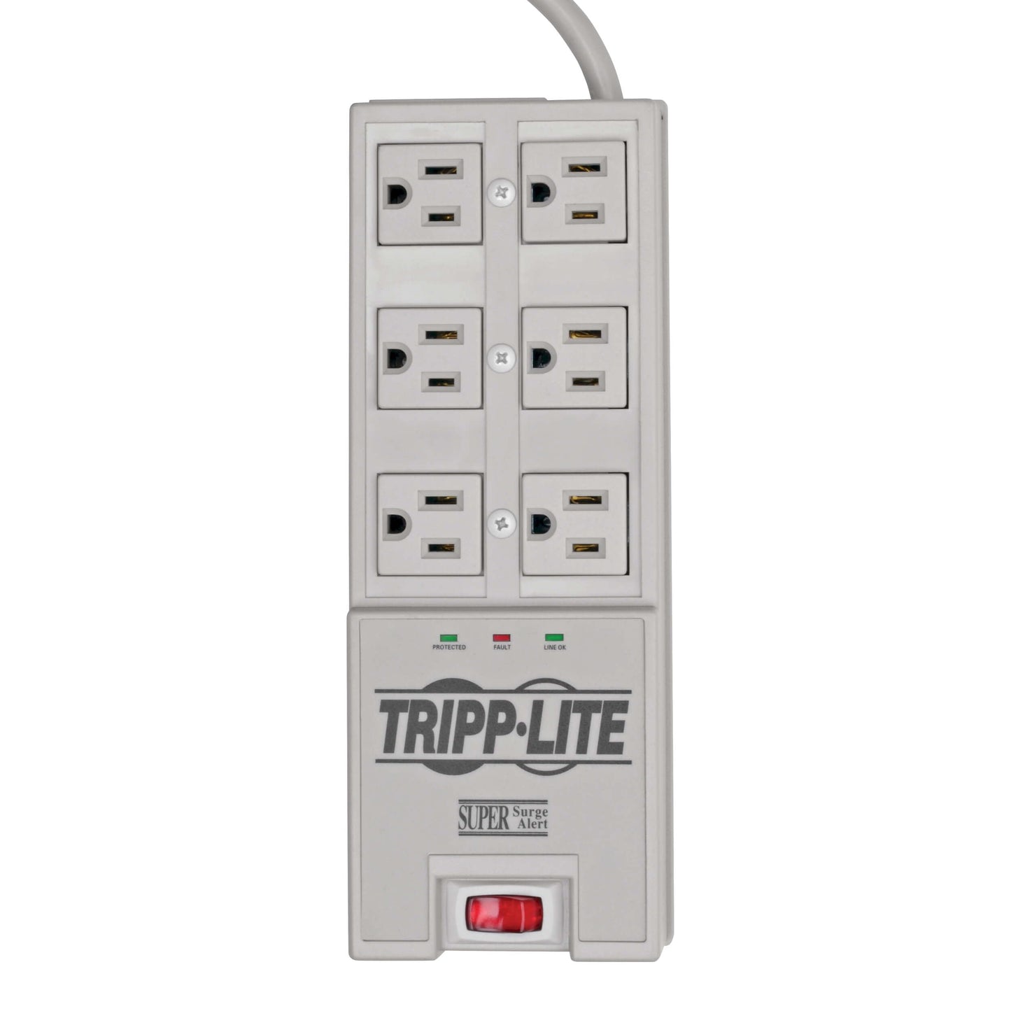 Tripp Lite 6 Outlet Surge Protector Power Strip, 6ft Cord, Right-Angle Plug, & $50,000 Insurance (TR-6) Grey