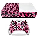 MightySkins Carbon Fiber Skin for Microsoft Xbox One S - Pink Leopard | Protective, Durable Textured Carbon Fiber Finish | Easy to Apply, Remove,