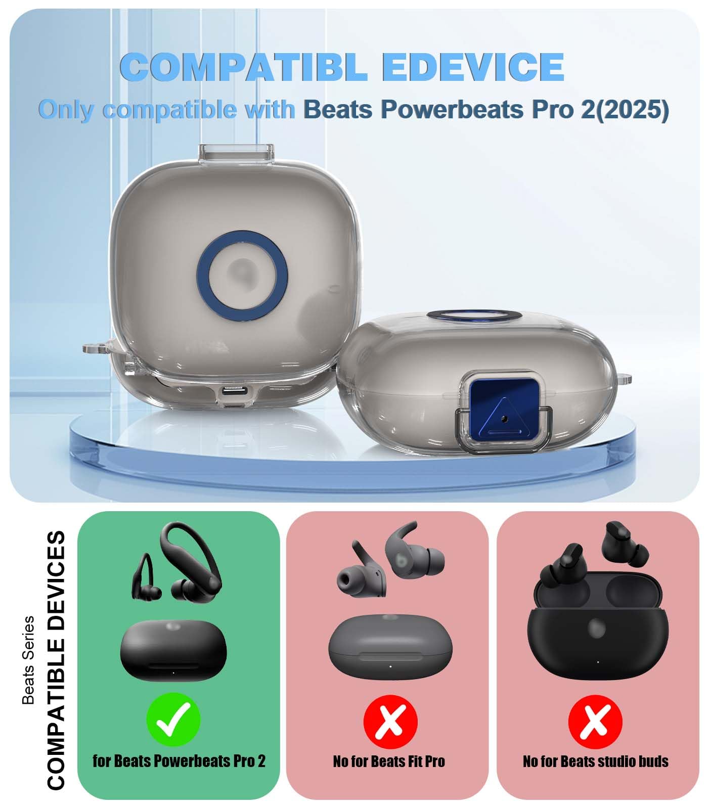 [Upgrade Secure Lock] for Beats Powerbeats Pro 2 2025 Case Cover with Cleaner Kit, AGENTNANO Clear TPU Shockproof Protective Cover with Beats