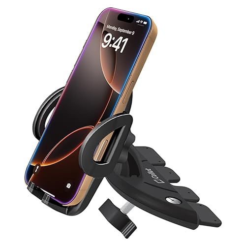 Cellet Universal CD Slot Phone Mount - 360° Rotating Car Phone Holder with Secure CD Slot Base & One-Touch Release, Compatible with Apple iPhones