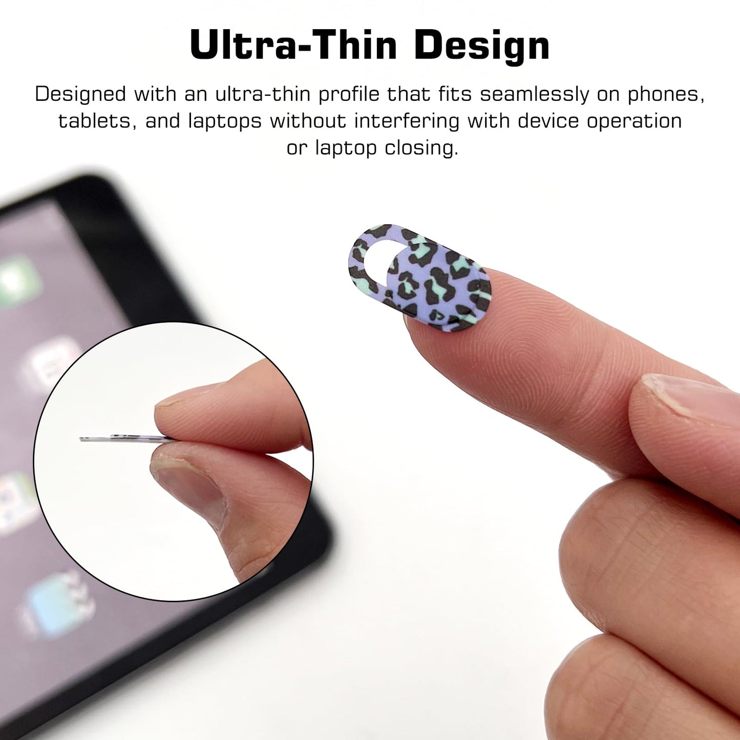Leopard Print Webcam Cover Slide, Stylish Camera Privacy Blocker for Laptops, Phones & Tablets, Ultra-Thin Multi-Color Webcam Protection