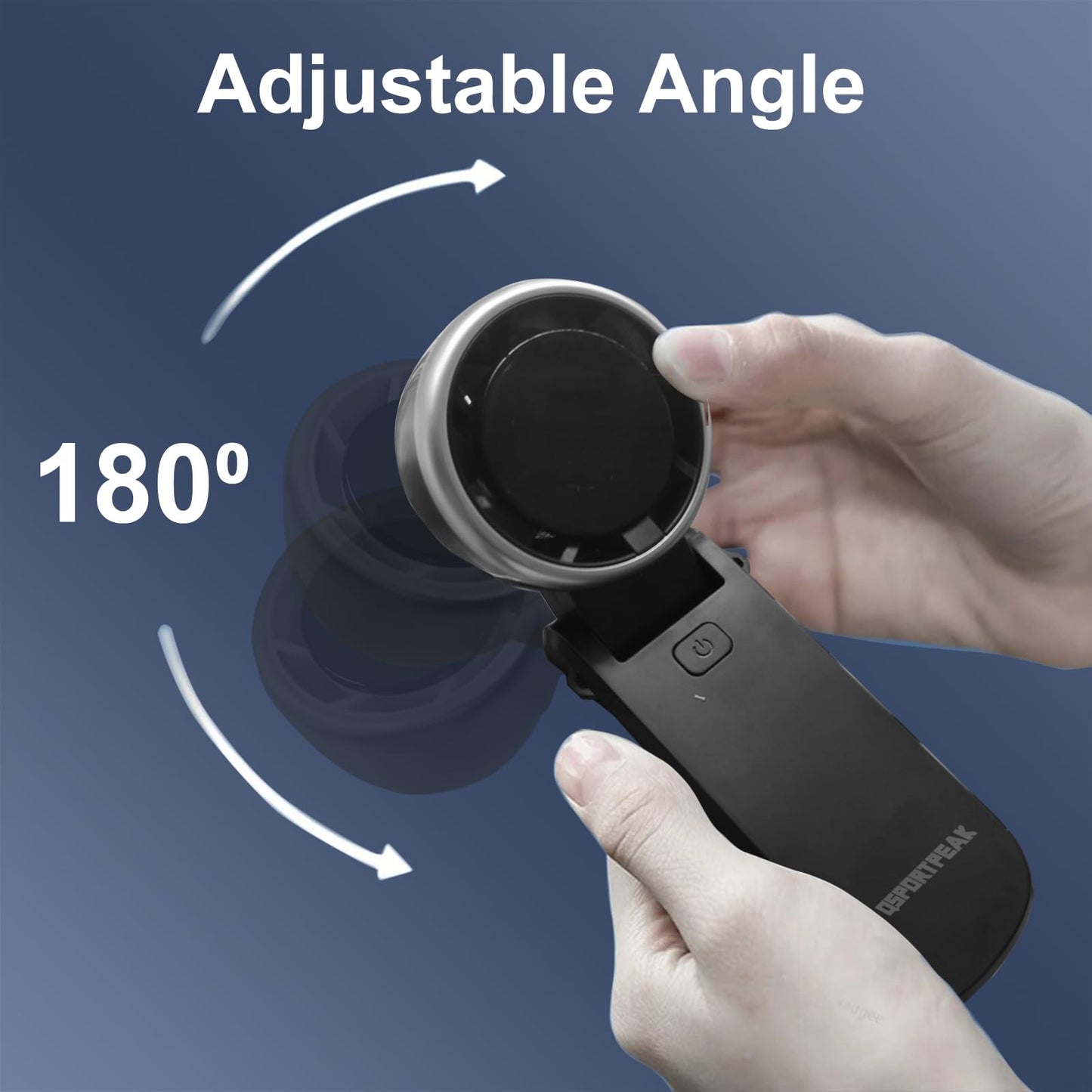 QSPORTPEAK Mini foldable turbo fan,5 High Speeds Adjustable Handheld portable turbo Fan,4000mAh Rechargeable Battery Operated Fan with LED