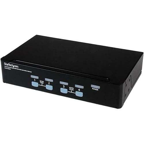 StarTech.com 4 Port Rack Mountable USB KVM Switch with Audio & USB Hub - KVM / audio / USB switch - 4 x KVM / audio / USB - 1 local user - desktop