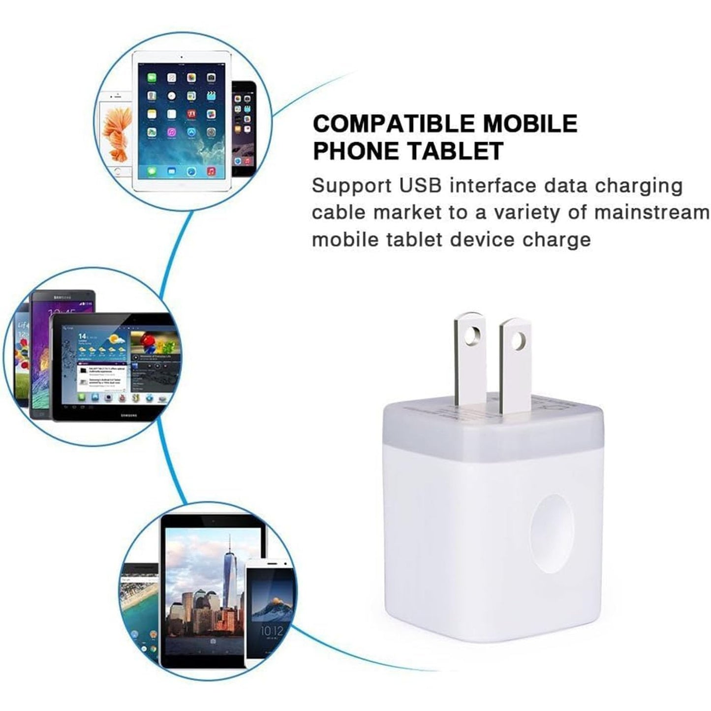 USB Wall Charger Adapter, FiveBox 5Pack 2.1Amp Fast Dual Port Wall USB Plug Charging Block Charger Brick Cube Box for iPhone 17 Air 16e 16 Pro Max 15