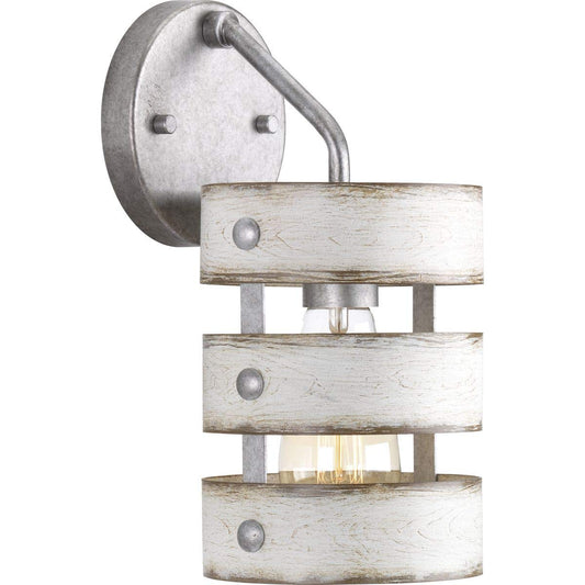 Progress Lighting Gulliver Collection 1-Light Antique Whitewashed Farmhouse Wall Sconce Light, Galvanized Finish