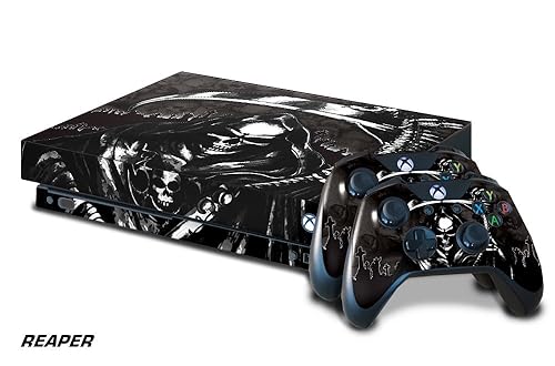 247 Skins Graphics kit Sticker Decal Compatible with Xbox One X and Wireless Controllers - Reaper Black