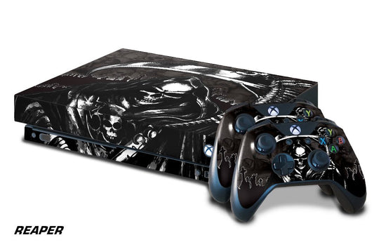247 Skins Graphics kit Sticker Decal Compatible with Xbox One X and Wireless Controllers - Reaper Black