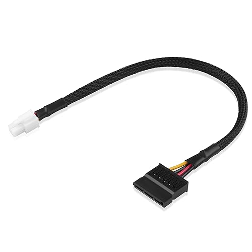ELFJMZP ATX 4 Pin to SATA Power Adapter Cable for Q77 Q75 E450 E350 D510 Motherboard, 18AWG Braided Sleeves, Compatible with HDD SSD Liquid CPU Cooler
