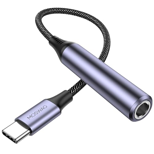 MOSWAG USB Type C to 1/4 Headphone Adapter, USB C to 6.35mm TRS Audio Cable Stereo Jack Audio AUX Adapter Compatible with Amplifiers, Mixer, Home