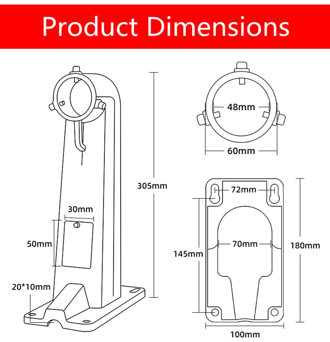 CTXSumTec Universal Security PTZ Camera Wall Mount Bracket,Aluminium Alloy Indoor/Outdoor Dome Ball Camera Mounting Bracket for CCTV Hikvision PTZ