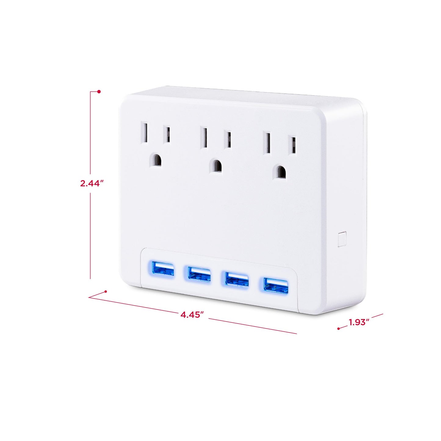 CyberPower P3WU Blue Lighted Power Wall Tap, 3 Outlets, 4 USB Charge Ports