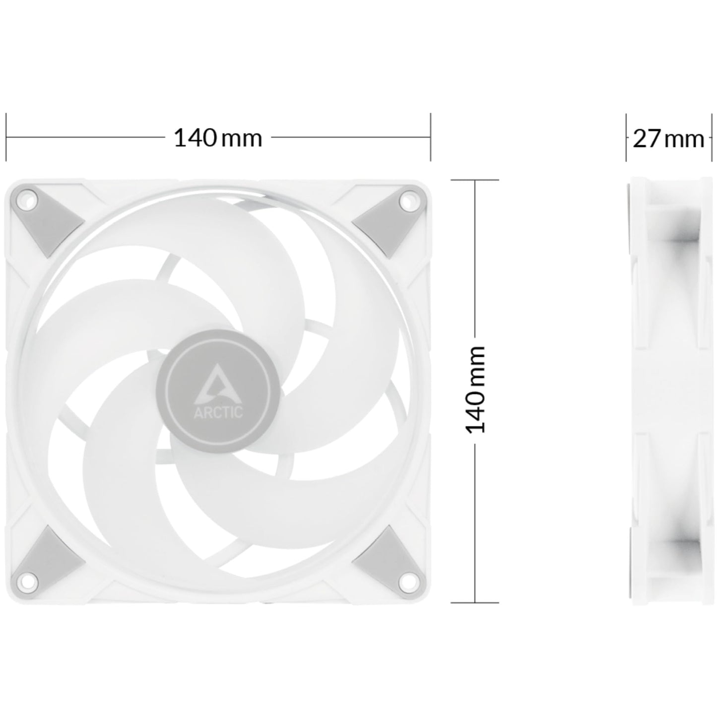 ARCTIC P14 PWM PST A-RGB - PC Fan, 140mm PWM Case Fan, Optimised for Static Pressure, Semi-Passive: 200-1900 RPM (0 RPM <5%), 5V 3 Pin A-RGB LED
